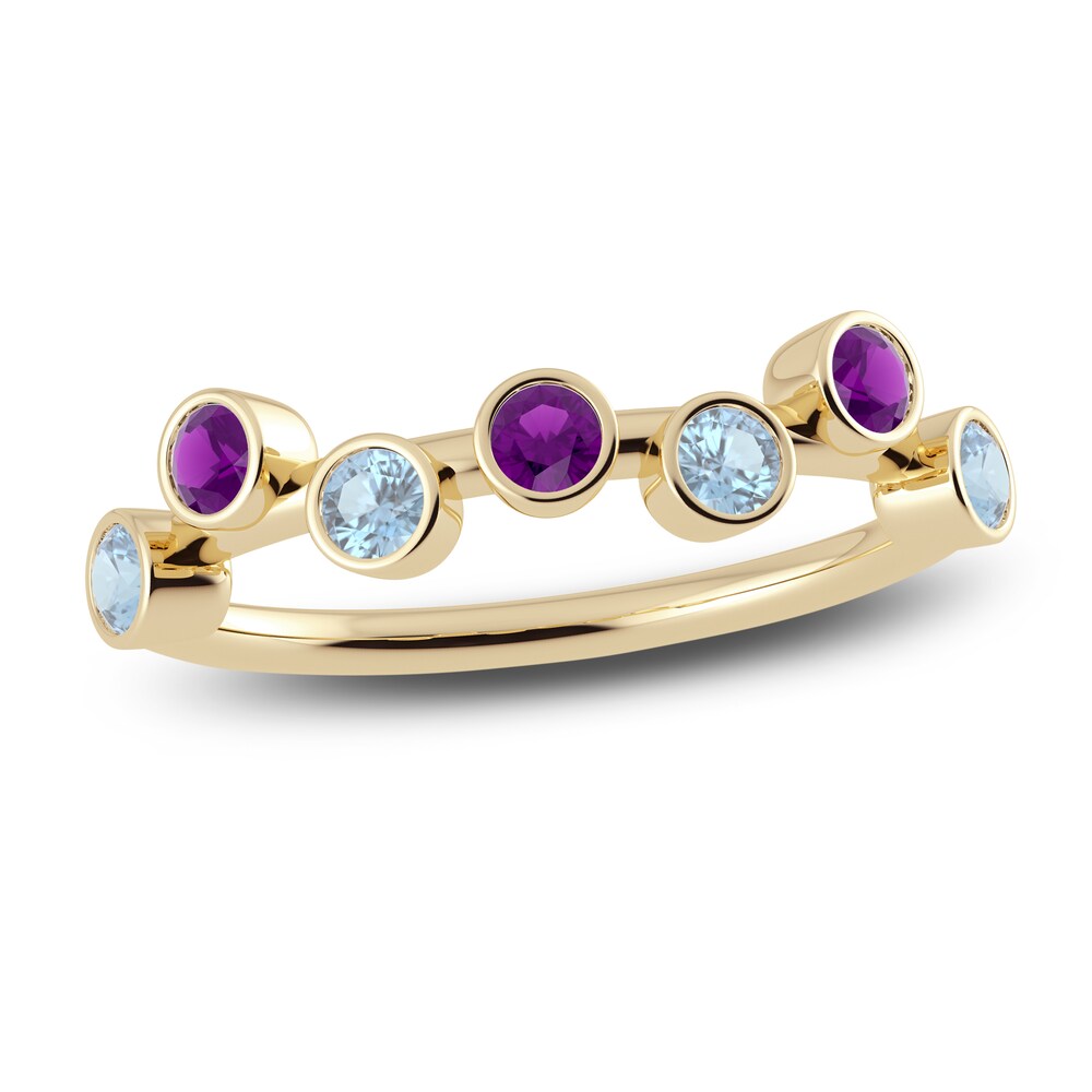 Juliette Maison Natural Amethyst & Natural Aquamarine Ring 10K Yellow Gold NTiTStuR Juliette Maison Natural Amethyst & Natural Aquamarine Ring 10K Yellow Gold NTiTStuR