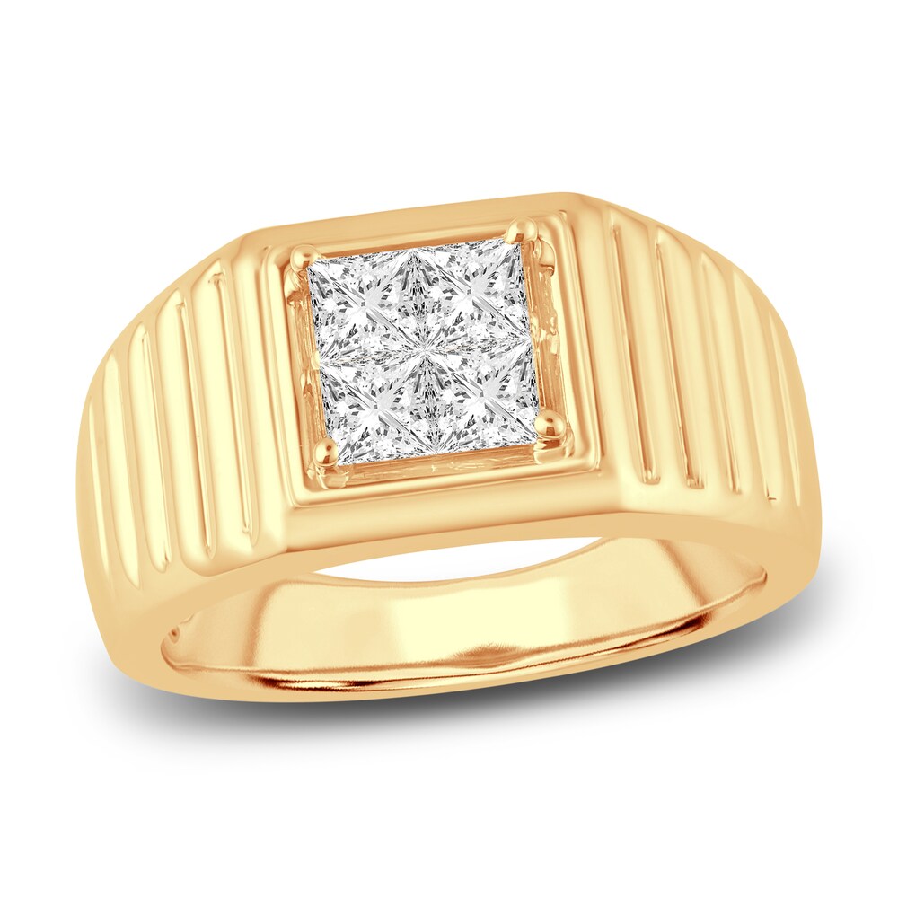 Men's Diamond Wedding Band 1 ct tw Princess 14K Yellow Gold NqXSFqgg