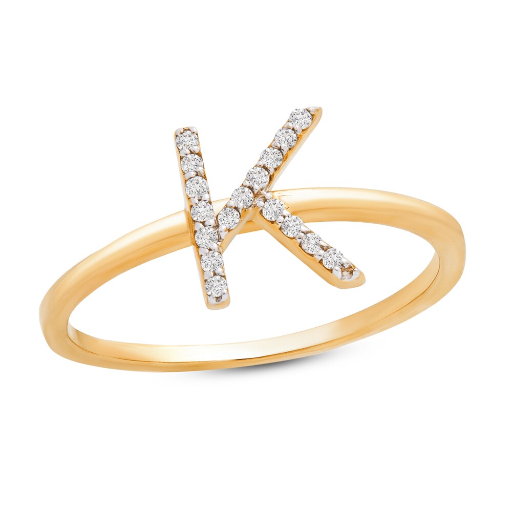 Diamond Letter K Ring 1/10 ct tw Round 10K Yellow Gold NsRW4r0j Diamond Letter K Ring 1/10 ct tw Round 10K Yellow Gold NsRW4r0j