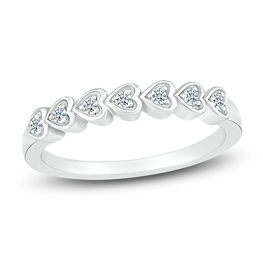 Diamond Heart Anniversary Band 1/10 ct tw Round 14K White Gold NtopuCdd Diamond Heart Anniversary Band 1/10 ct tw Round 14K White Gold NtopuCdd