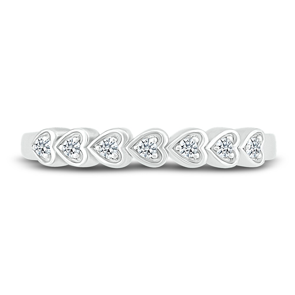 Diamond Heart Anniversary Band 1/10 ct tw Round 14K White Gold NtopuCdd Diamond Heart Anniversary Band 1/10 ct tw Round 14K White Gold NtopuCdd