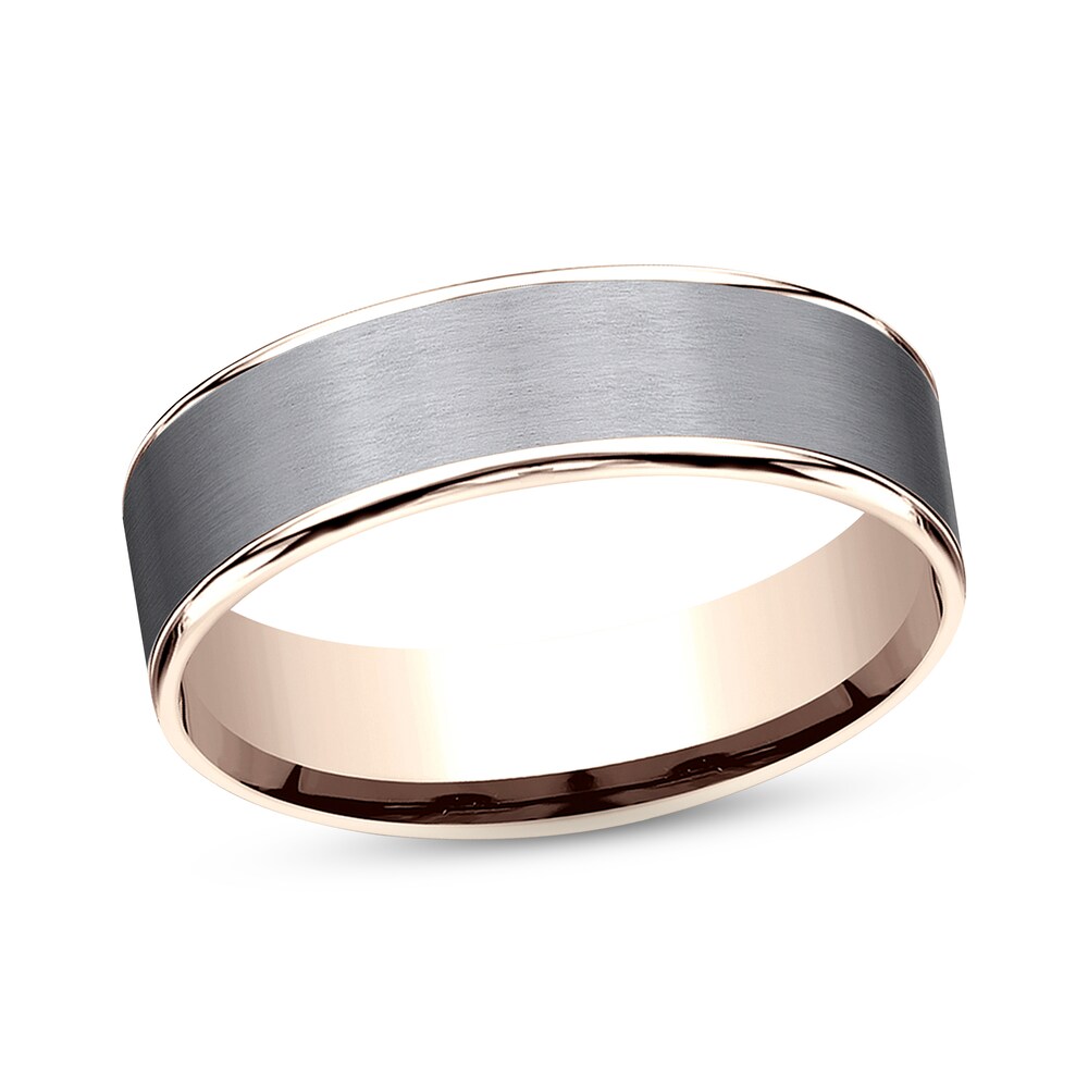 Satin Wedding Band 14K Rose Gold/Tantalum 6.5mm O1aKorLy Satin Wedding Band 14K Rose Gold/Tantalum 6.5mm O1aKorLy