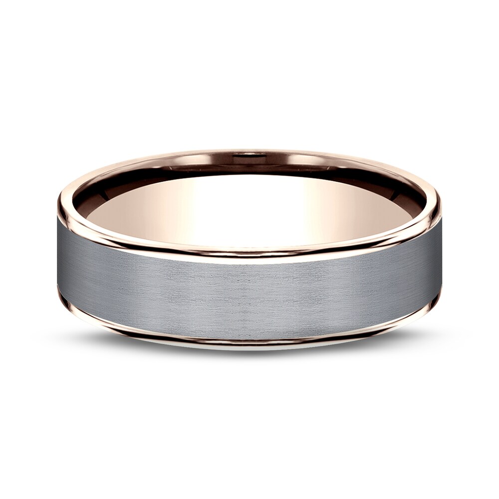 Satin Wedding Band 14K Rose Gold/Tantalum 6.5mm O1aKorLy Satin Wedding Band 14K Rose Gold/Tantalum 6.5mm O1aKorLy