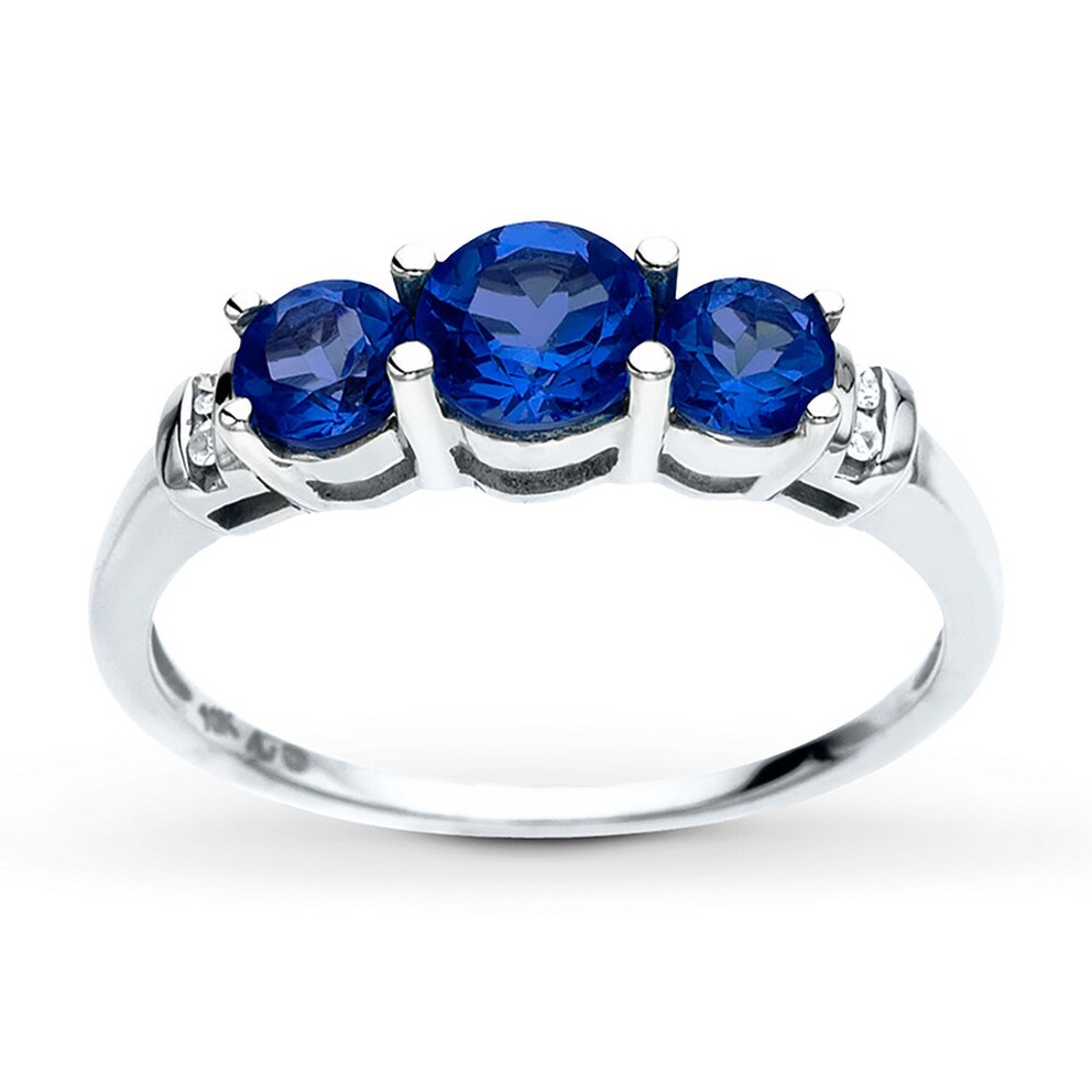 Lab-Created Sapphire Ring Diamond Accents 10K White Gold O9svDZrj Lab-Created Sapphire Ring Diamond Accents 10K White Gold O9svDZrj