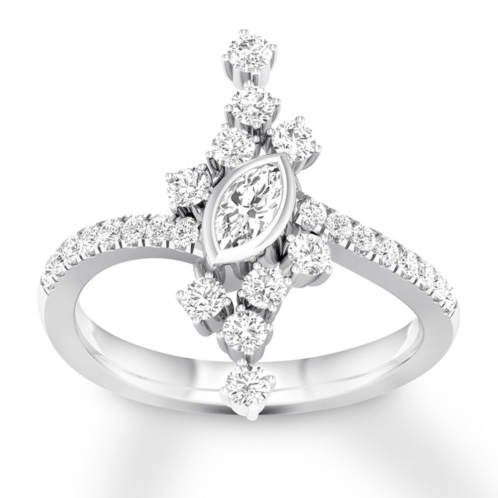 Diamond Ring 5/8 ct tw Marquise/Round 14K White Gold OABa6sCq Diamond Ring 5/8 ct tw Marquise/Round 14K White Gold OABa6sCq