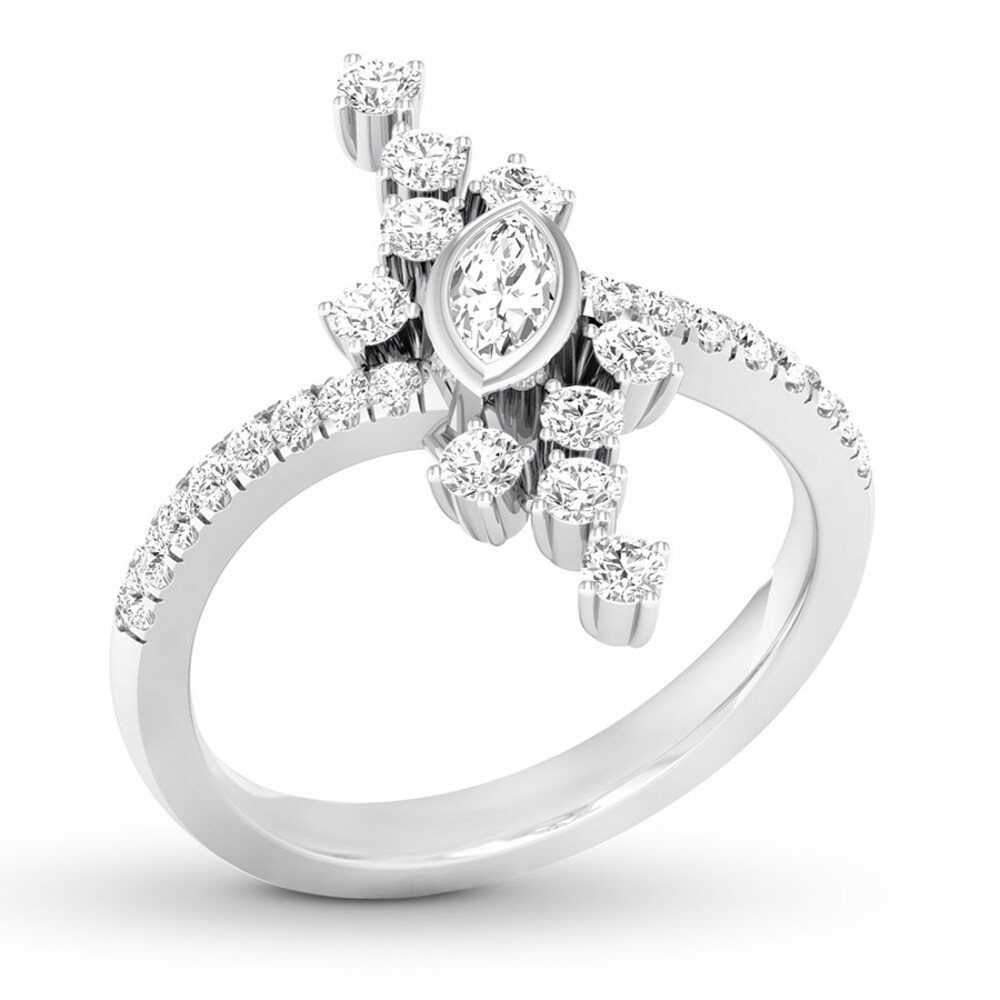 Diamond Ring 5/8 ct tw Marquise/Round 14K White Gold OABa6sCq