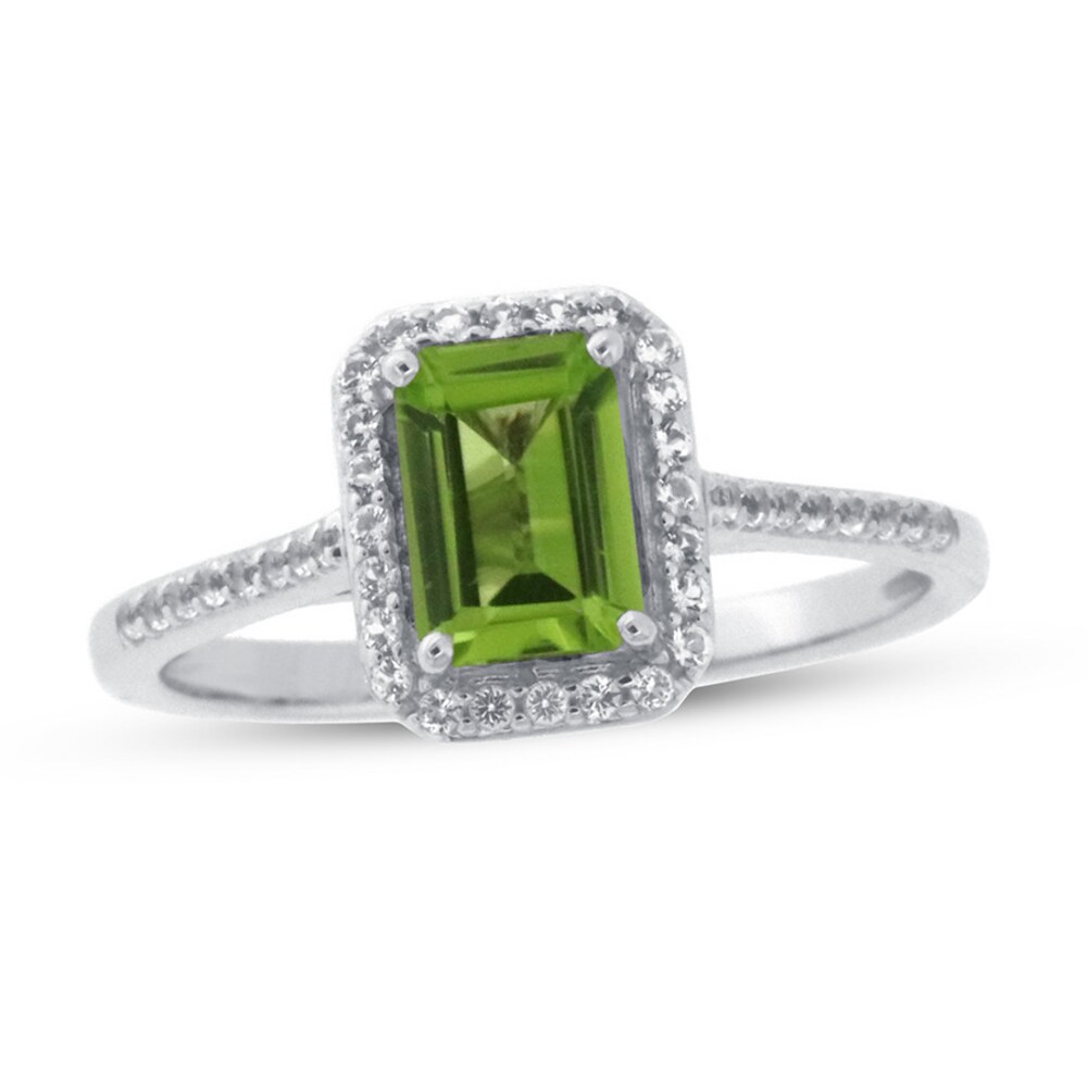 Peridot & White Topaz Ring 10K White Gold OHBsiAX7 Peridot & White Topaz Ring 10K White Gold OHBsiAX7