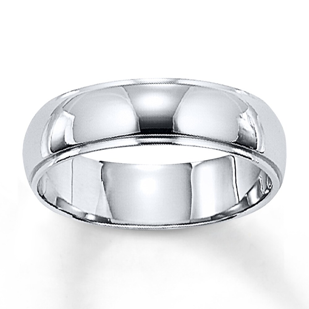 Domed Wedding Band 14K White Gold 6mm OIC9rMOD Domed Wedding Band 14K White Gold 6mm OIC9rMOD