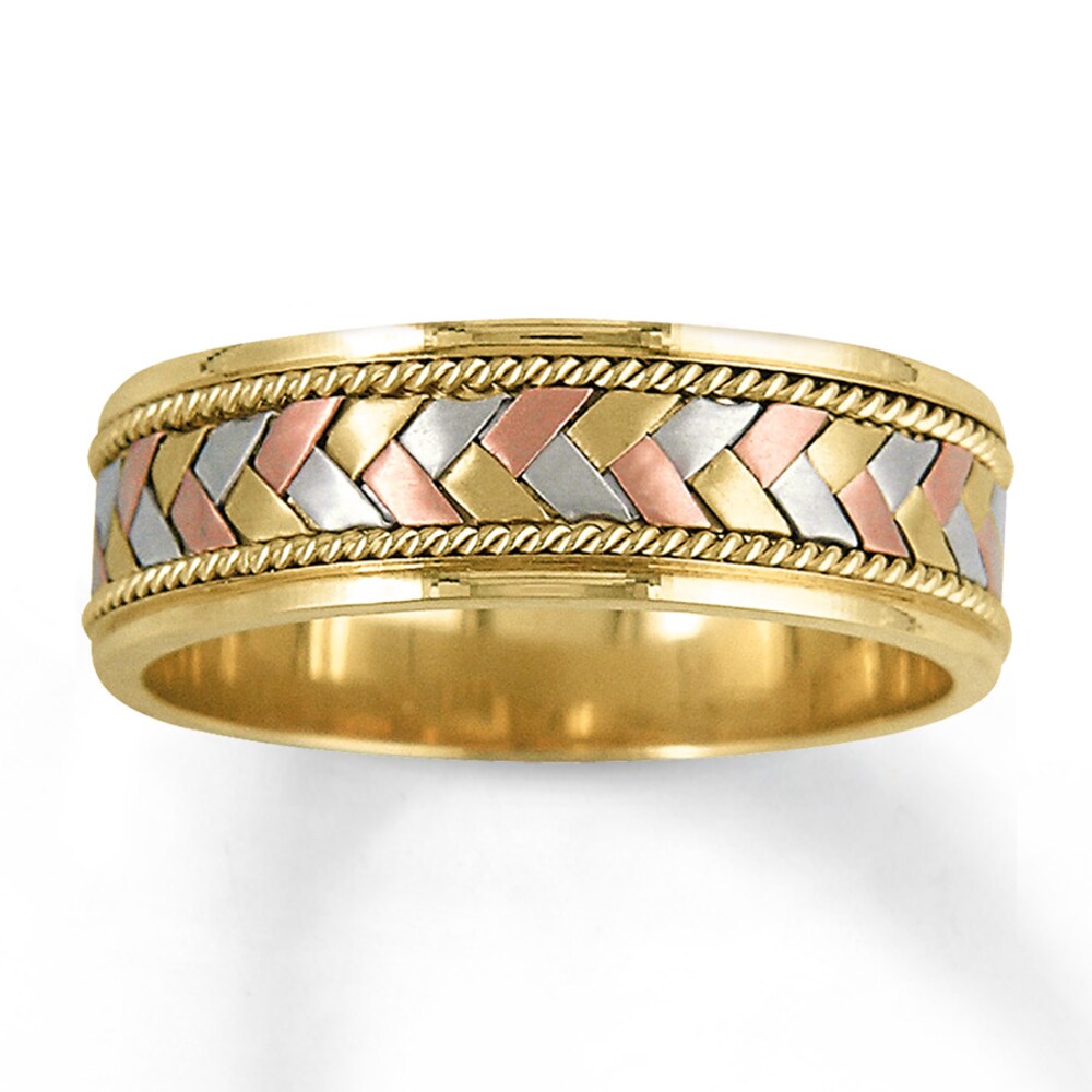 Wedding Band 14K Tri-Color Gold 7mm ONgaeIYK