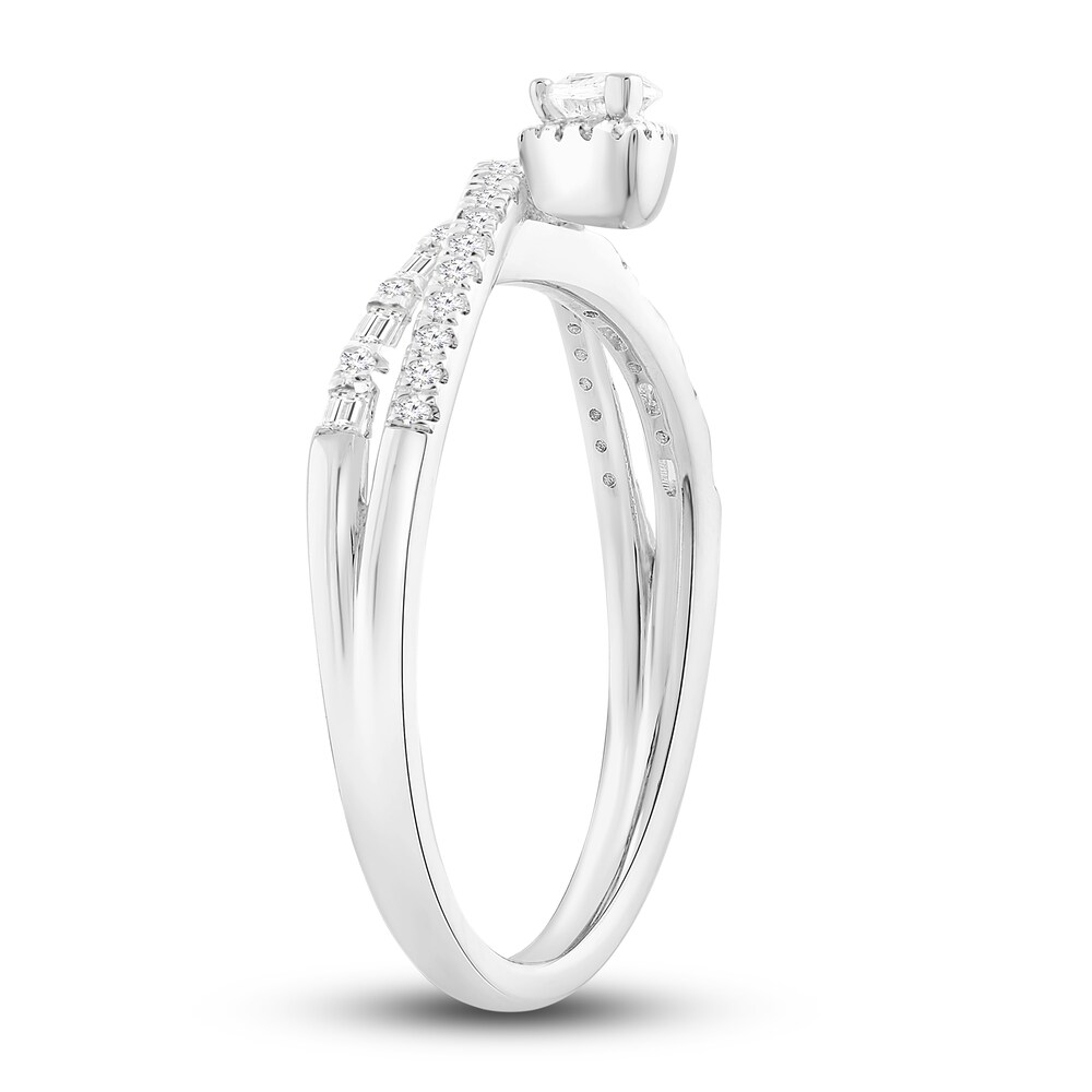 Diamond Ring 1/2 ct tw Pear/Round /Baguette 10K White Gold OZ5r49Fh Diamond Ring 1/2 ct tw Pear/Round /Baguette 10K White Gold OZ5r49Fh