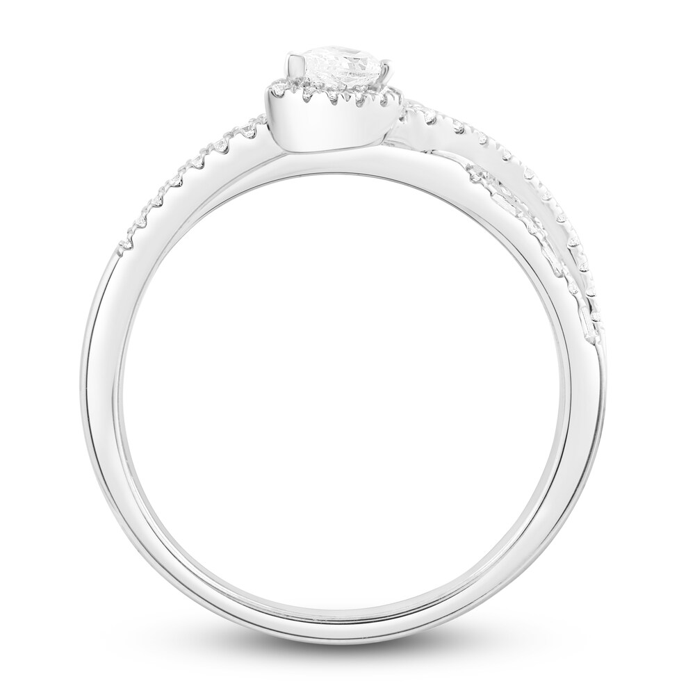 Diamond Ring 1/2 ct tw Pear/Round /Baguette 10K White Gold OZ5r49Fh Diamond Ring 1/2 ct tw Pear/Round /Baguette 10K White Gold OZ5r49Fh