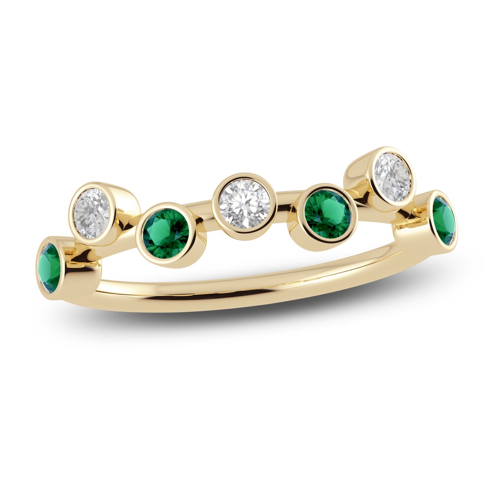 Juliette Maison Natural White Sapphire & Natural Emerald Ring 10K Yellow Gold OaQC7rpp Juliette Maison Natural White Sapphire & Natural Emerald Ring 10K Yellow Gold OaQC7rpp