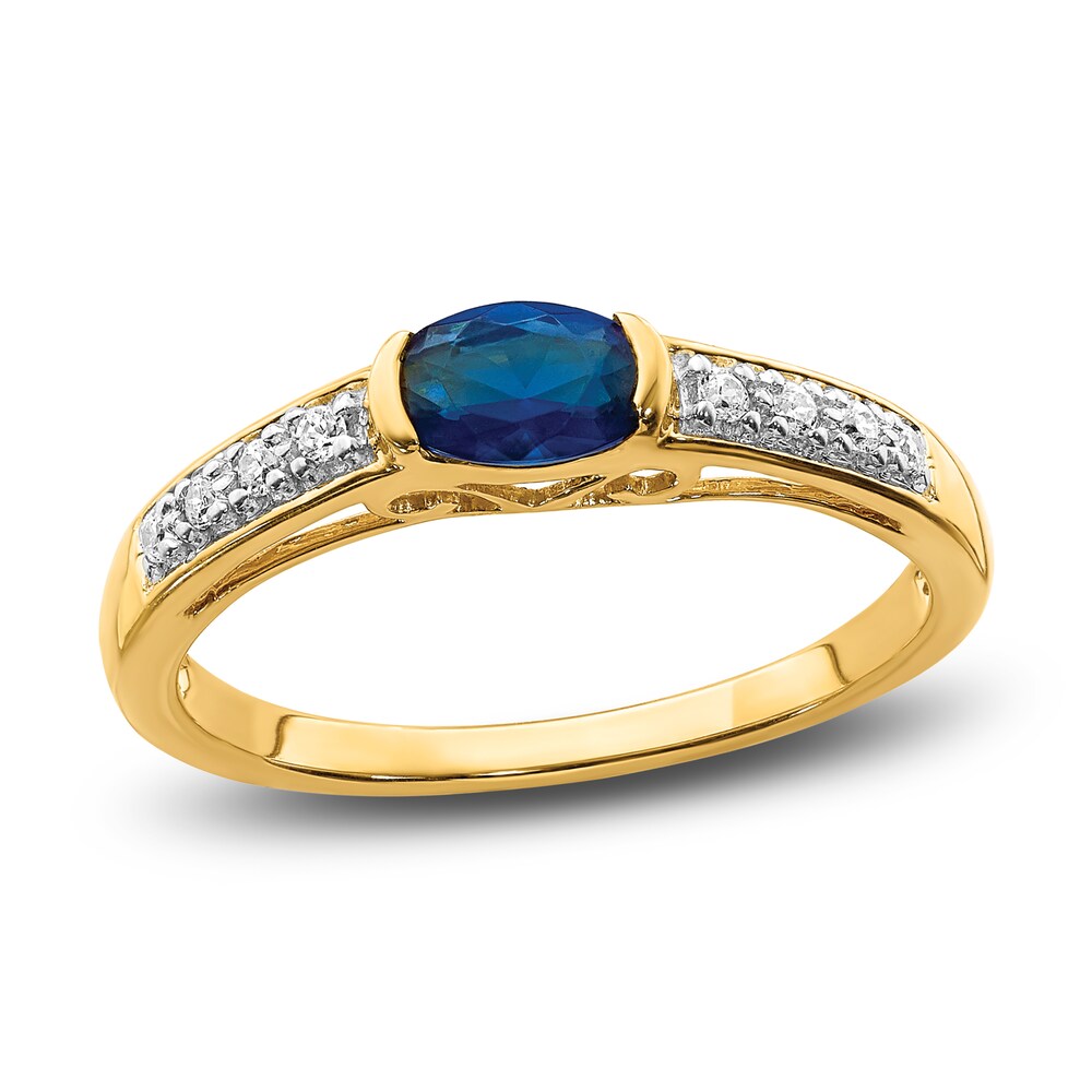 Natural Blue Sapphire Ring 1/15 ct tw Diamonds 14K Yellow Gold OfxqVrl0 Natural Blue Sapphire Ring 1/15 ct tw Diamonds 14K Yellow Gold OfxqVrl0