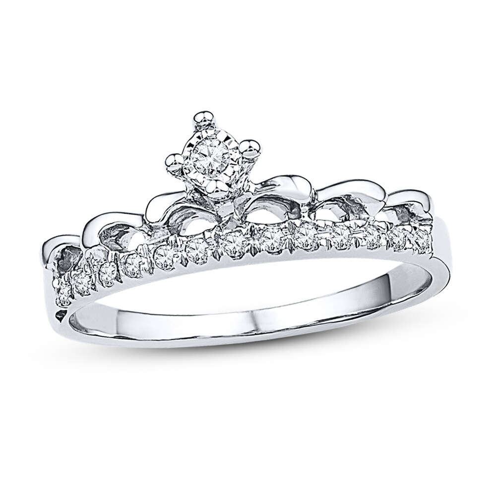 Crown Ring 1/10 ct tw Diamonds 10K White Gold Og1ovvWb Crown Ring 1/10 ct tw Diamonds 10K White Gold Og1ovvWb