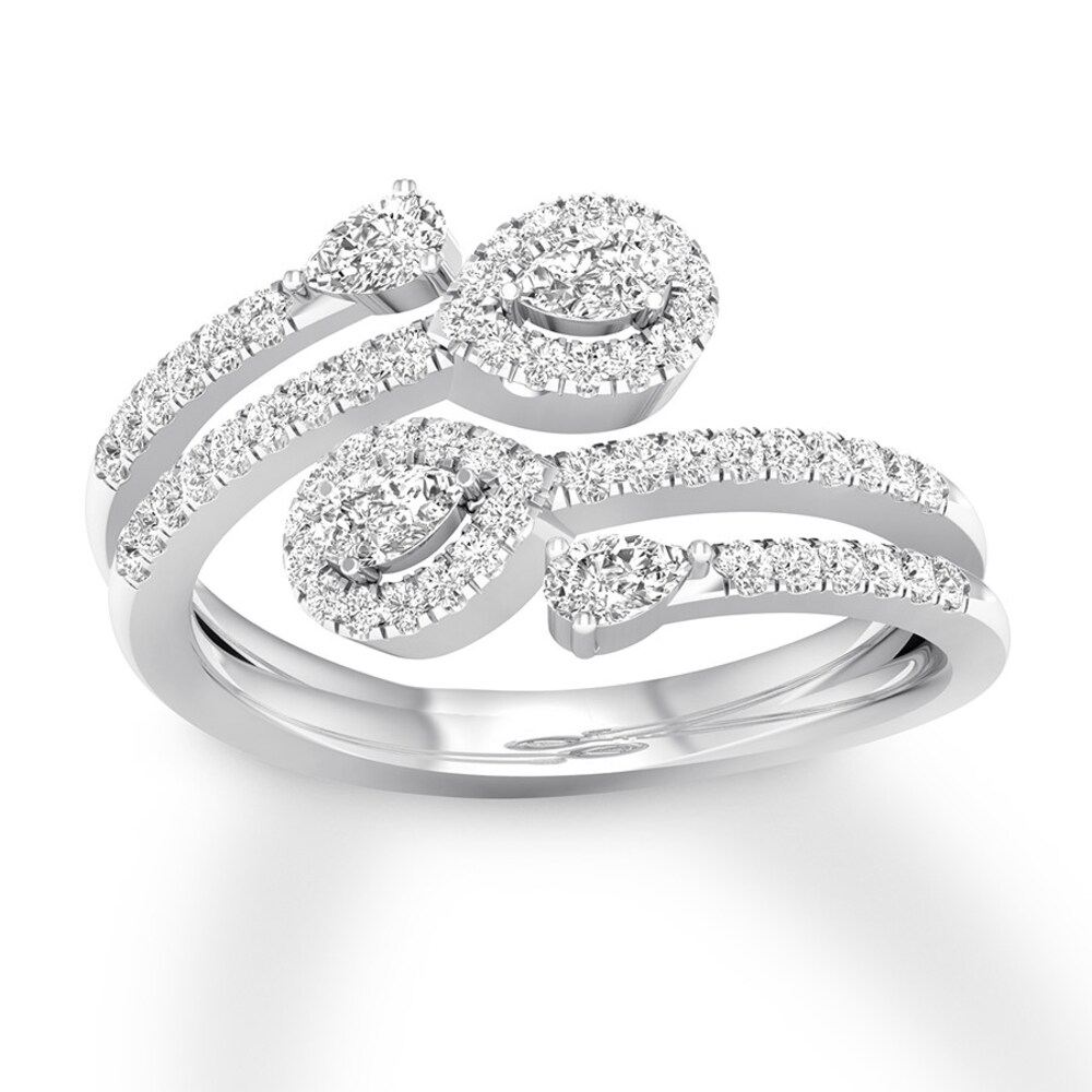 Diamond Ring 5/8 ct tw Pear-shaped/Round 14K White Gold OgK3YVWJ Diamond Ring 5/8 ct tw Pear-shaped/Round 14K White Gold OgK3YVWJ