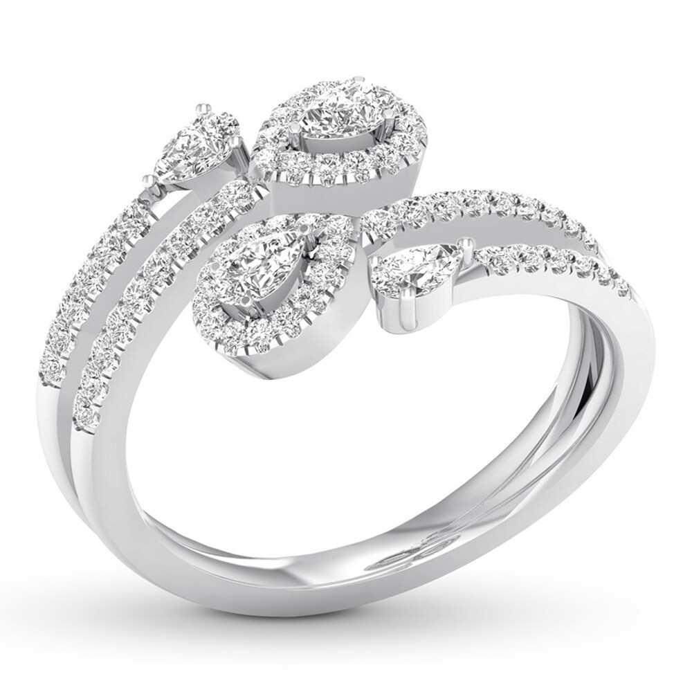 Diamond Ring 5/8 ct tw Pear-shaped/Round 14K White Gold OgK3YVWJ Diamond Ring 5/8 ct tw Pear-shaped/Round 14K White Gold OgK3YVWJ
