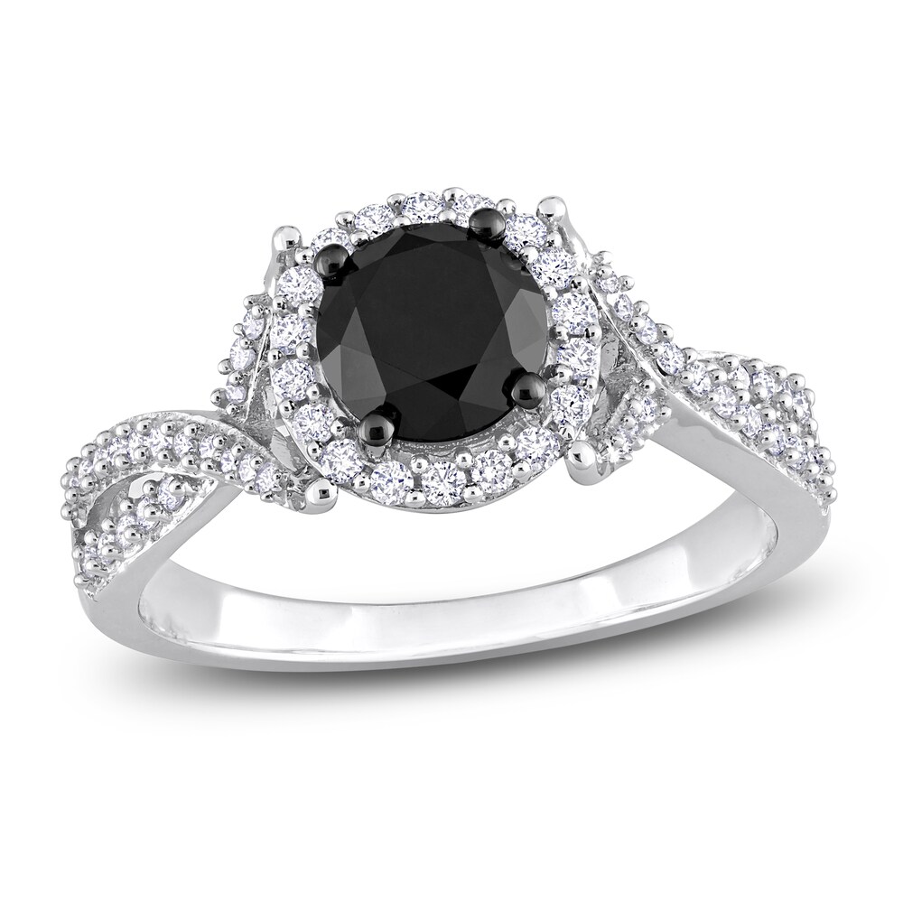 Black & White Diamond Halo Engagement Ring 1-1/3 ct tw Round 14K White Gold Oi3HRWFe Black & White Diamond Halo Engagement Ring 1-1/3 ct tw Round 14K White Gold Oi3HRWFe