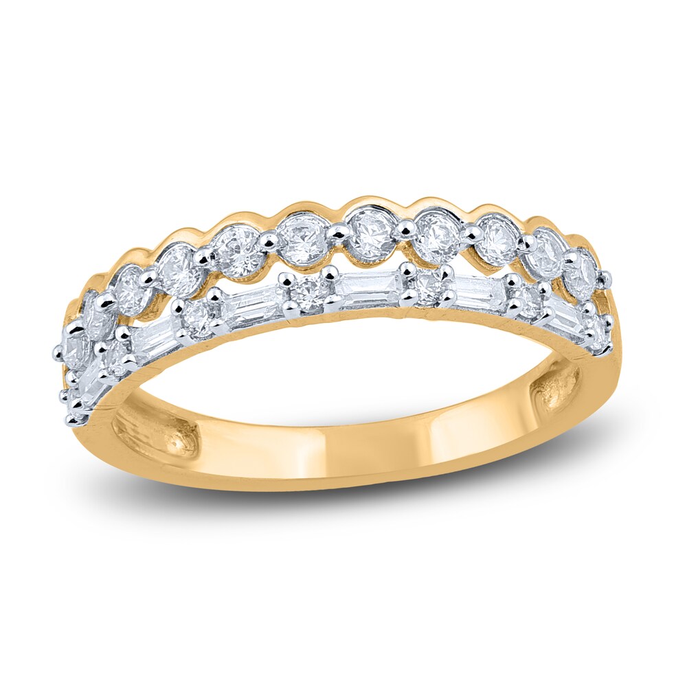 Diamond Double Row Wedding Band 1/2 ct tw Round 14K Yellow Gold OiCtTwCN Diamond Double Row Wedding Band 1/2 ct tw Round 14K Yellow Gold OiCtTwCN