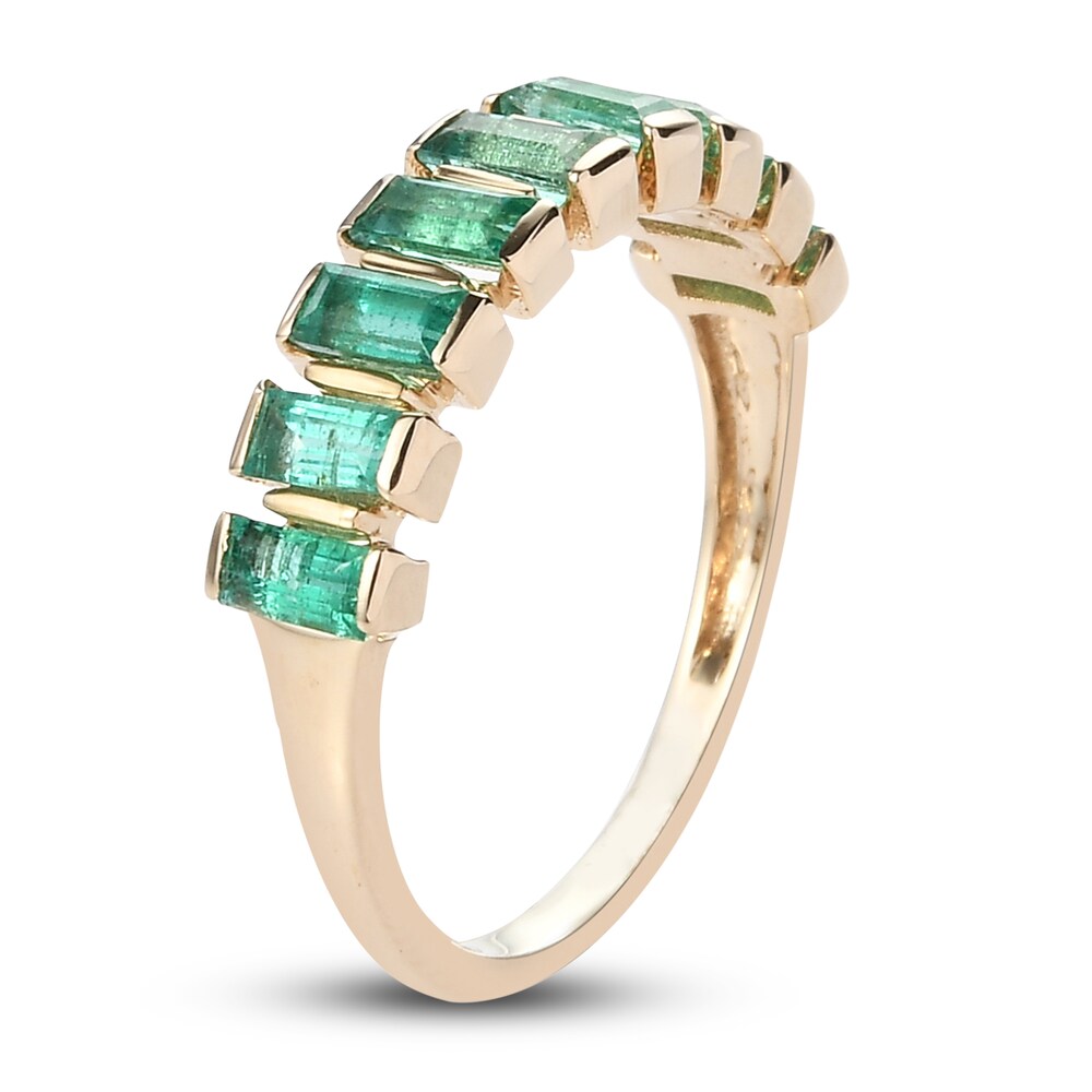 Natural Emerald Anniversary Ring 14K Yellow Gold OnW7cRok Natural Emerald Anniversary Ring 14K Yellow Gold OnW7cRok