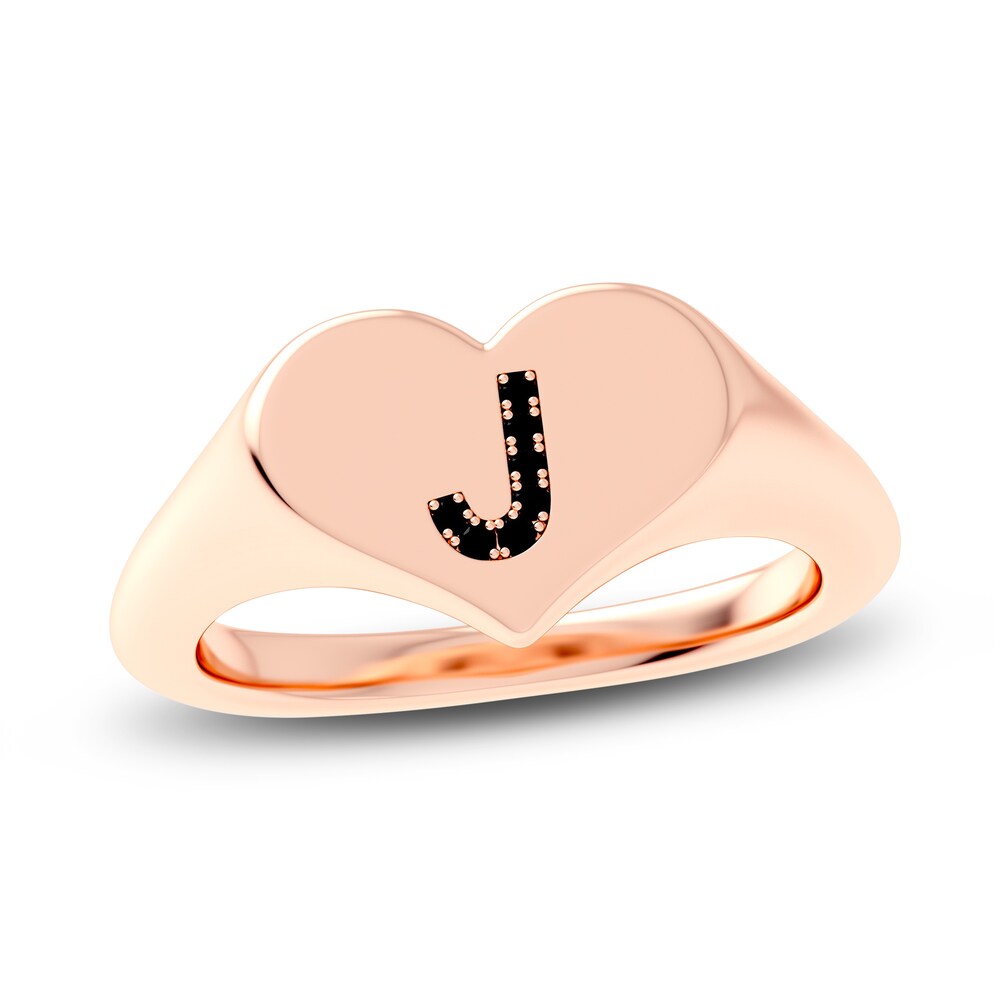 Juliette Maison Black Diamond Initial Heart Signet Ring 1/6 ct tw Round 10K Rose Gold OtTyWmgm Juliette Maison Black Diamond Initial Heart Signet Ring 1/6 ct tw Round 10K Rose Gold OtTyWmgm
