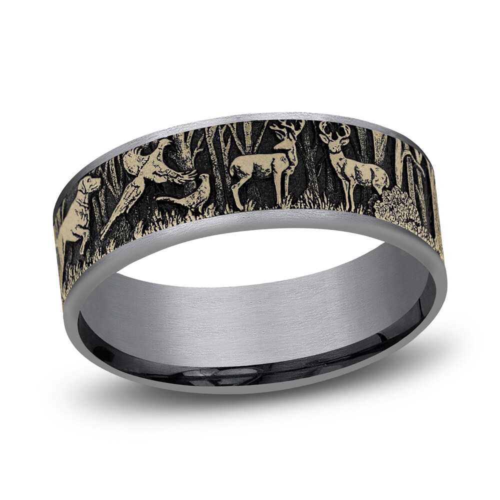 Forest Wedding Band Tantalum/14K Yellow Gold 7.5mm OvDJSiDu Forest Wedding Band Tantalum/14K Yellow Gold 7.5mm OvDJSiDu