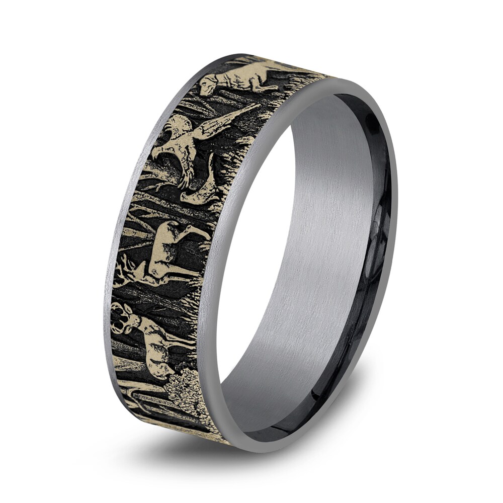 Forest Wedding Band Tantalum/14K Yellow Gold 7.5mm OvDJSiDu Forest Wedding Band Tantalum/14K Yellow Gold 7.5mm OvDJSiDu