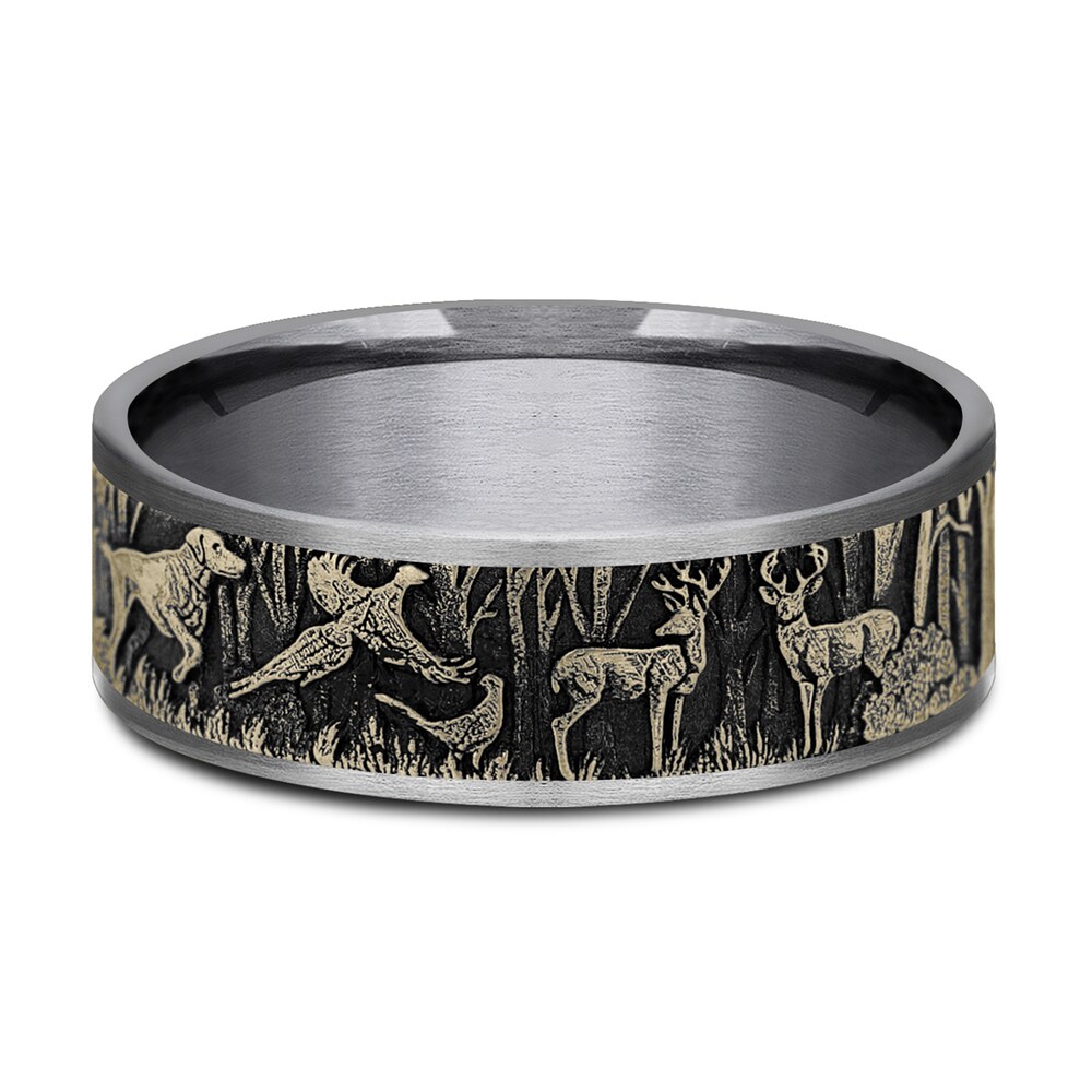 Forest Wedding Band Tantalum/14K Yellow Gold 7.5mm OvDJSiDu Forest Wedding Band Tantalum/14K Yellow Gold 7.5mm OvDJSiDu