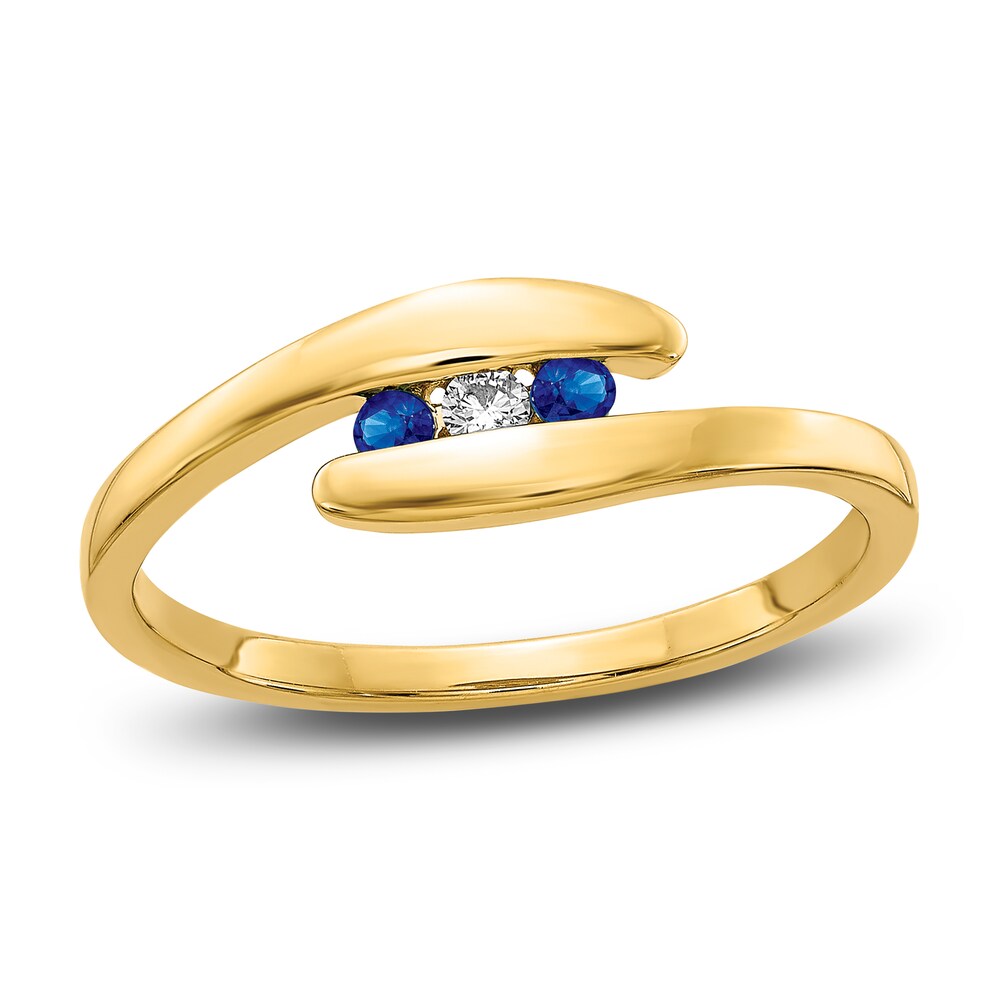 Natural Blue Sapphire Ring Diamond Accent 14K Yellow Gold PDHIRGfE Natural Blue Sapphire Ring Diamond Accent 14K Yellow Gold PDHIRGfE