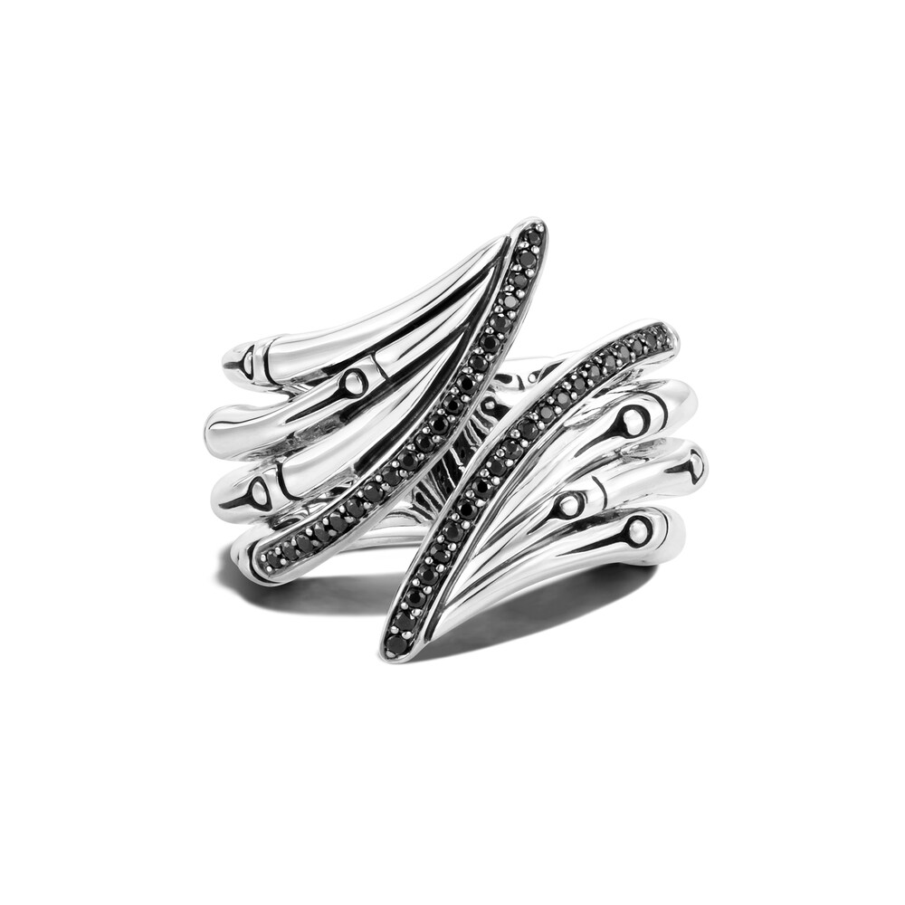 John Hardy Bamboo Ring Natural Black Sapphire/Natural Black Spinel Sterling Silver PIXGKYjo