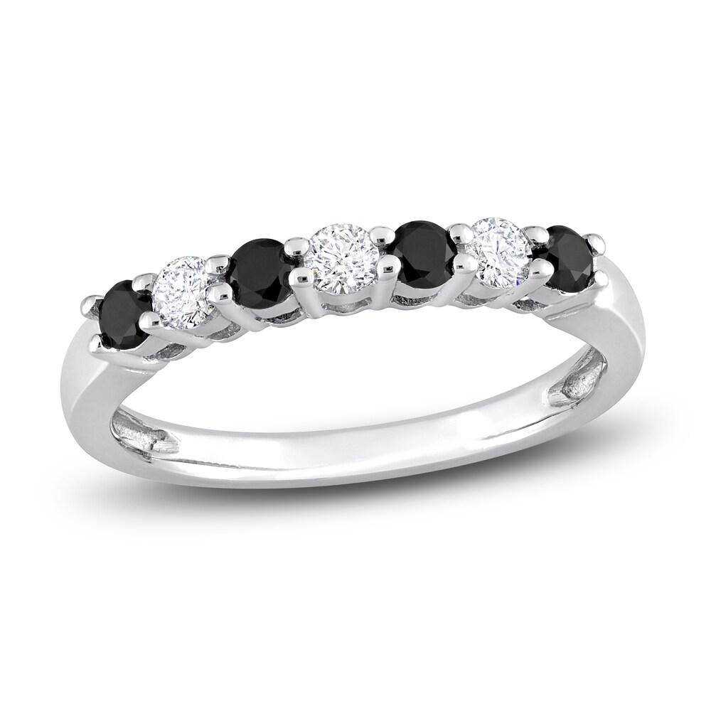 Black & White Diamond Anniversary Band 1/2 ct tw Round 14K White Gold PJ8KiH0X Black & White Diamond Anniversary Band 1/2 ct tw Round 14K White Gold PJ8KiH0X