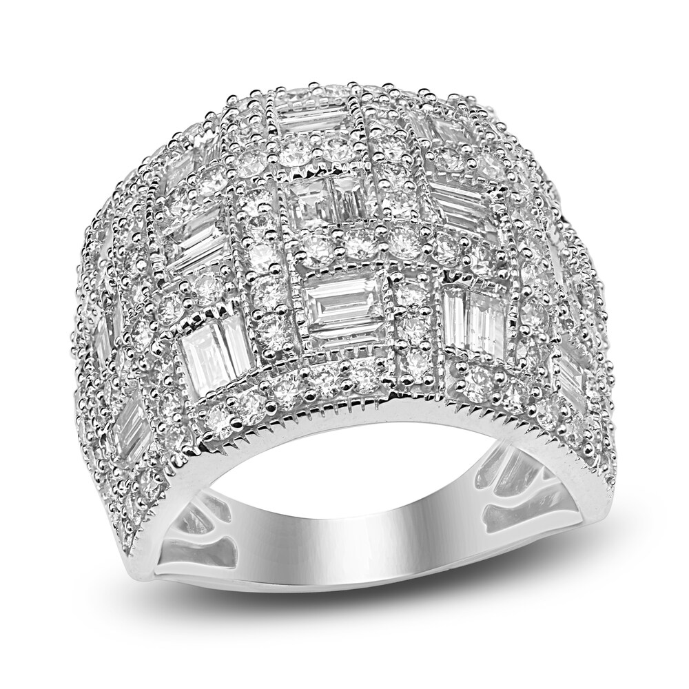 Diamond Ring 3 ct tw Round/Baguette 14K White Gold/Rhodium PSfJ12Ai Diamond Ring 3 ct tw Round/Baguette 14K White Gold/Rhodium PSfJ12Ai