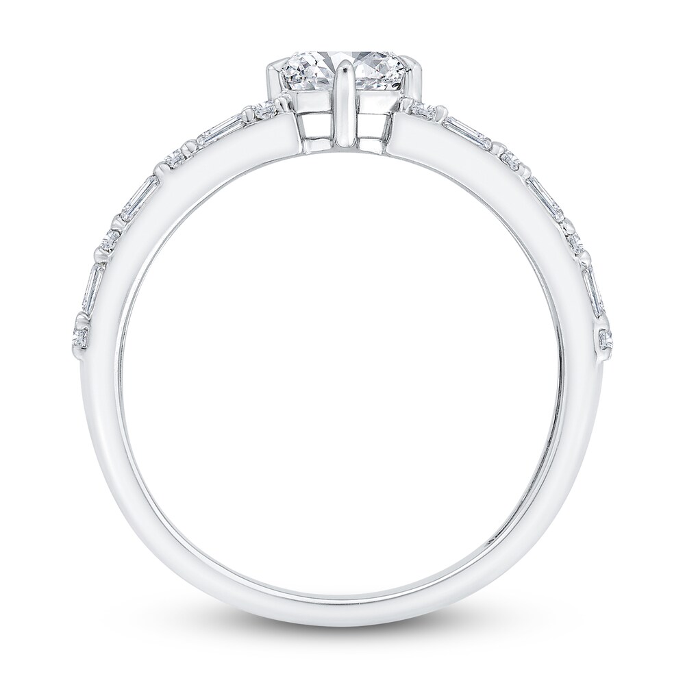 Diamond Engagement Ring 3/4 ct tw Cushion/Round/Baguette 14K White Gold PURMlKXJ Diamond Engagement Ring 3/4 ct tw Cushion/Round/Baguette 14K White Gold PURMlKXJ