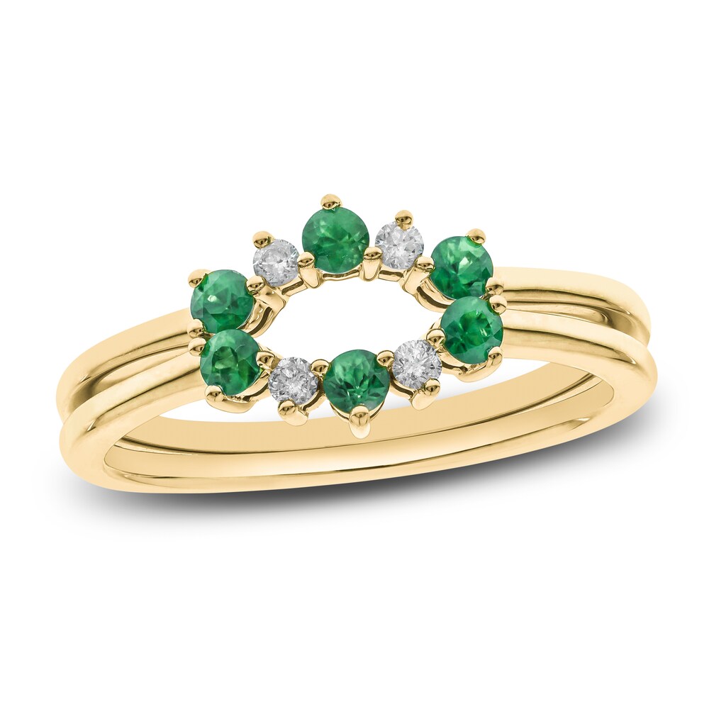 Natural Emerald Ring 1/15 ct tw Diamonds 14K Yellow Gold PbyX9Pbt Natural Emerald Ring 1/15 ct tw Diamonds 14K Yellow Gold PbyX9Pbt