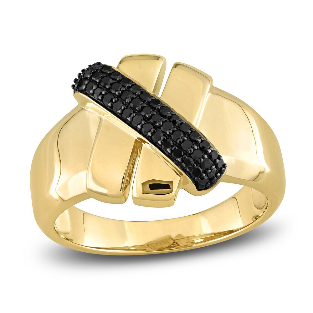 Black Diamond Ring 1/5 ct tw Round 14K Yellow Gold Pd1XW3L6 Black Diamond Ring 1/5 ct tw Round 14K Yellow Gold Pd1XW3L6