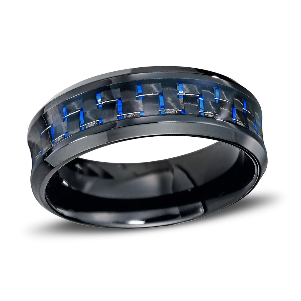 Wedding Band Blue Carbon Fiber Stainless Steel 8mm Pgf63muB Wedding Band Blue Carbon Fiber Stainless Steel 8mm Pgf63muB