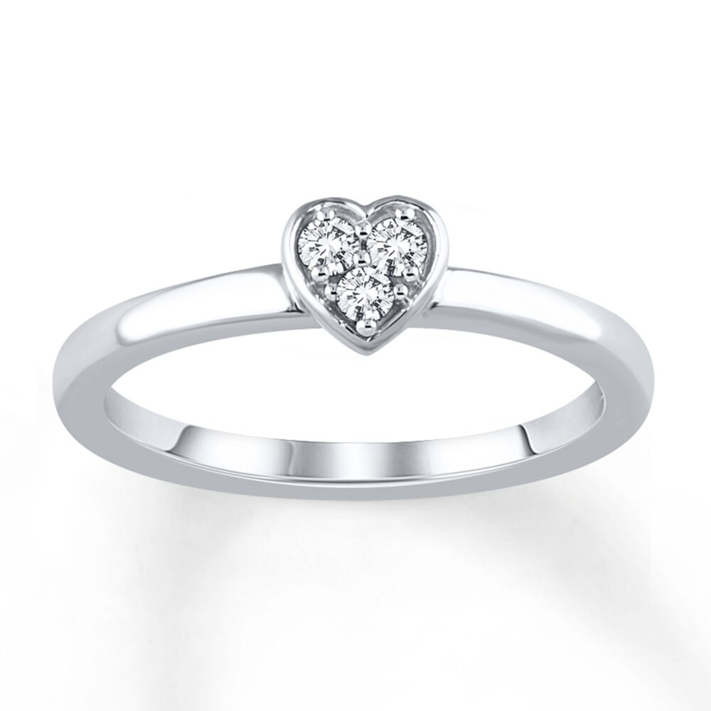 Diamond Stackable Heart Ring 1/10 ct tw Round 10K White Gold Pml82cMZ Diamond Stackable Heart Ring 1/10 ct tw Round 10K White Gold Pml82cMZ