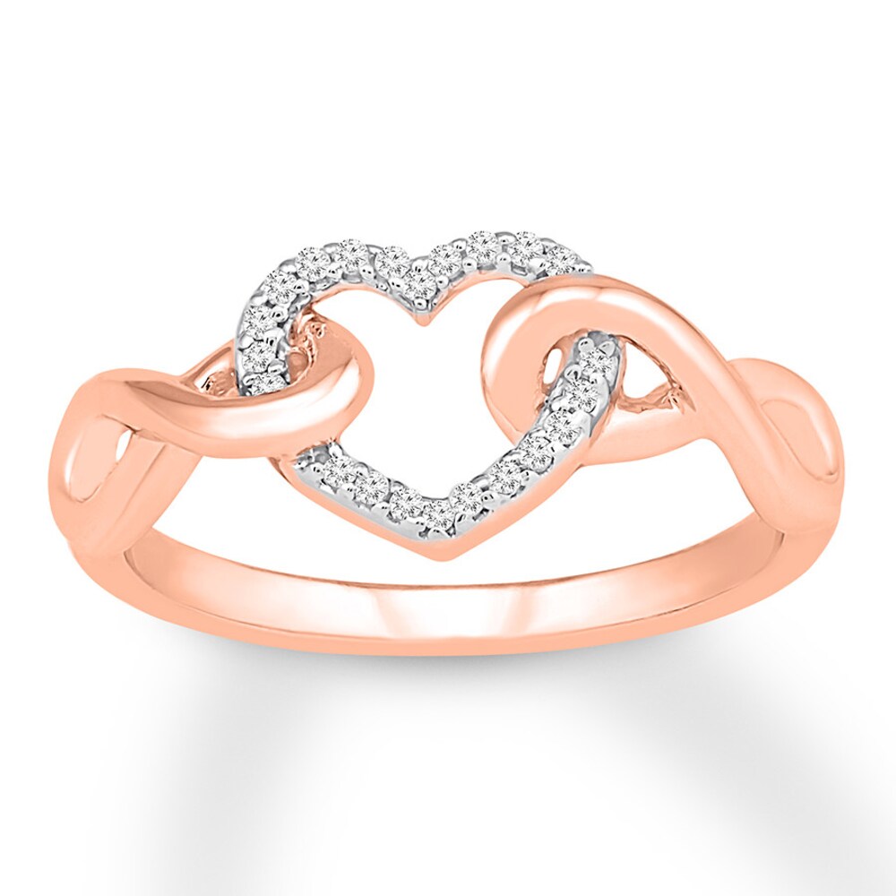 Diamond Heart Ring 1/10 carat tw Round 10K Rose Gold PoR1dJw2 Diamond Heart Ring 1/10 carat tw Round 10K Rose Gold PoR1dJw2