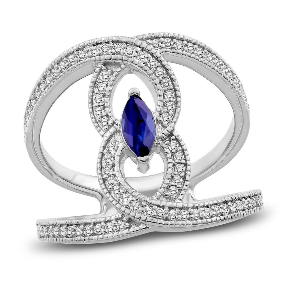 Natural Blue Sapphire Ring 1/3 ct tw Diamonds 14K White Gold PqOMNE5j Natural Blue Sapphire Ring 1/3 ct tw Diamonds 14K White Gold PqOMNE5j