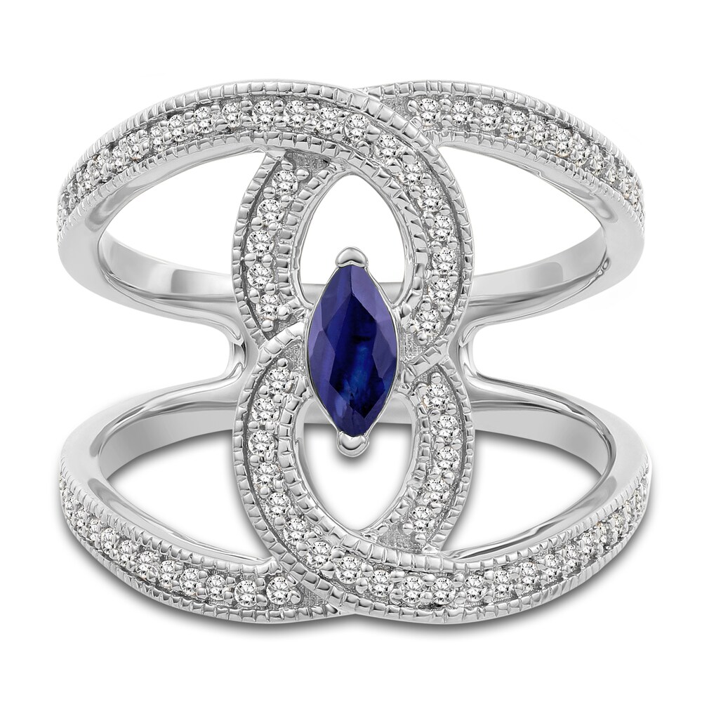 Natural Blue Sapphire Ring 1/3 ct tw Diamonds 14K White Gold PqOMNE5j Natural Blue Sapphire Ring 1/3 ct tw Diamonds 14K White Gold PqOMNE5j