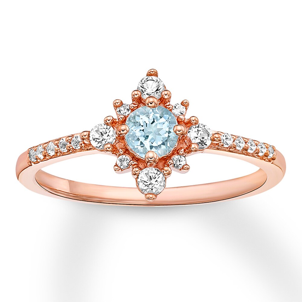 Aquamarine Ring Lab-created Sapphires 10K Rose Gold Q2JiX5gf Aquamarine Ring Lab-created Sapphires 10K Rose Gold Q2JiX5gf