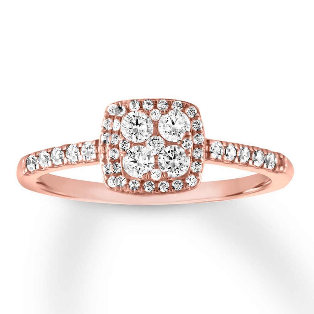 Diamond Ring 1/2 ct tw Round 14K Rose Gold QAaDaESy Diamond Ring 1/2 ct tw Round 14K Rose Gold QAaDaESy