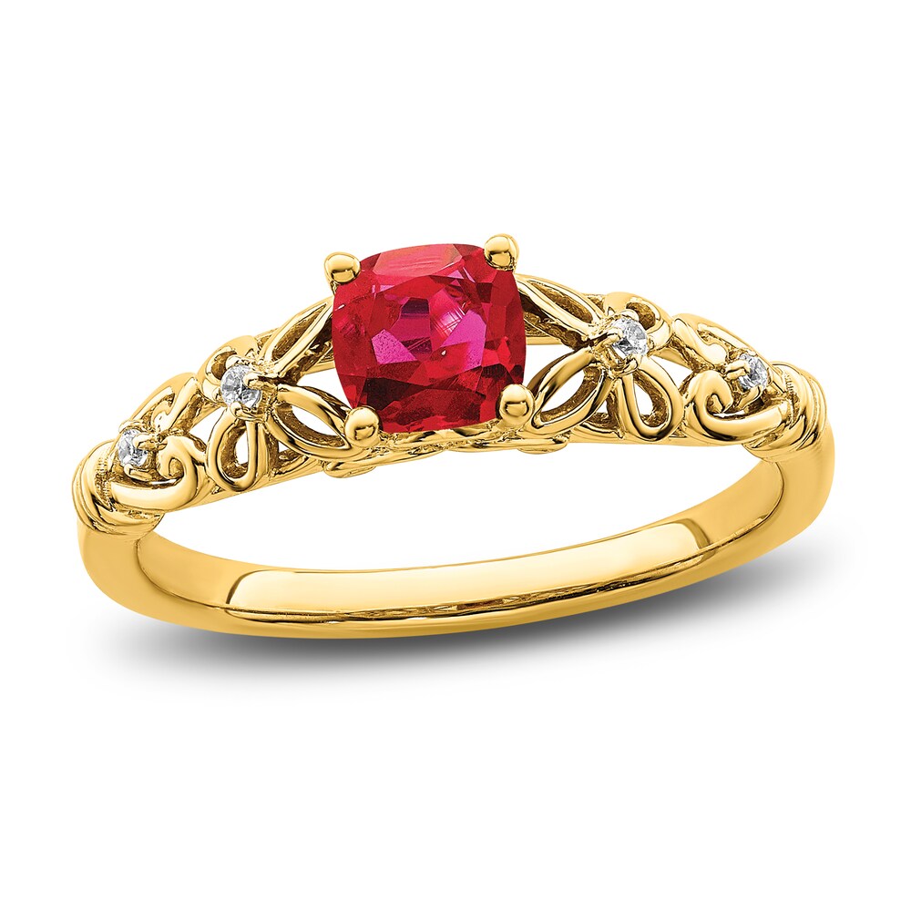 Natural Ruby Ring Diamond Accents 14K Yellow Gold QJEpnXJM Natural Ruby Ring Diamond Accents 14K Yellow Gold QJEpnXJM