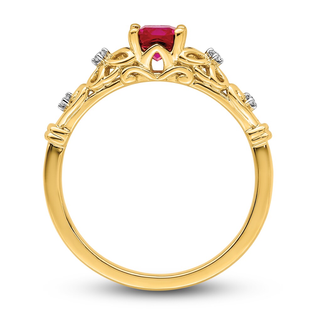 Natural Ruby Ring Diamond Accents 14K Yellow Gold QJEpnXJM Natural Ruby Ring Diamond Accents 14K Yellow Gold QJEpnXJM