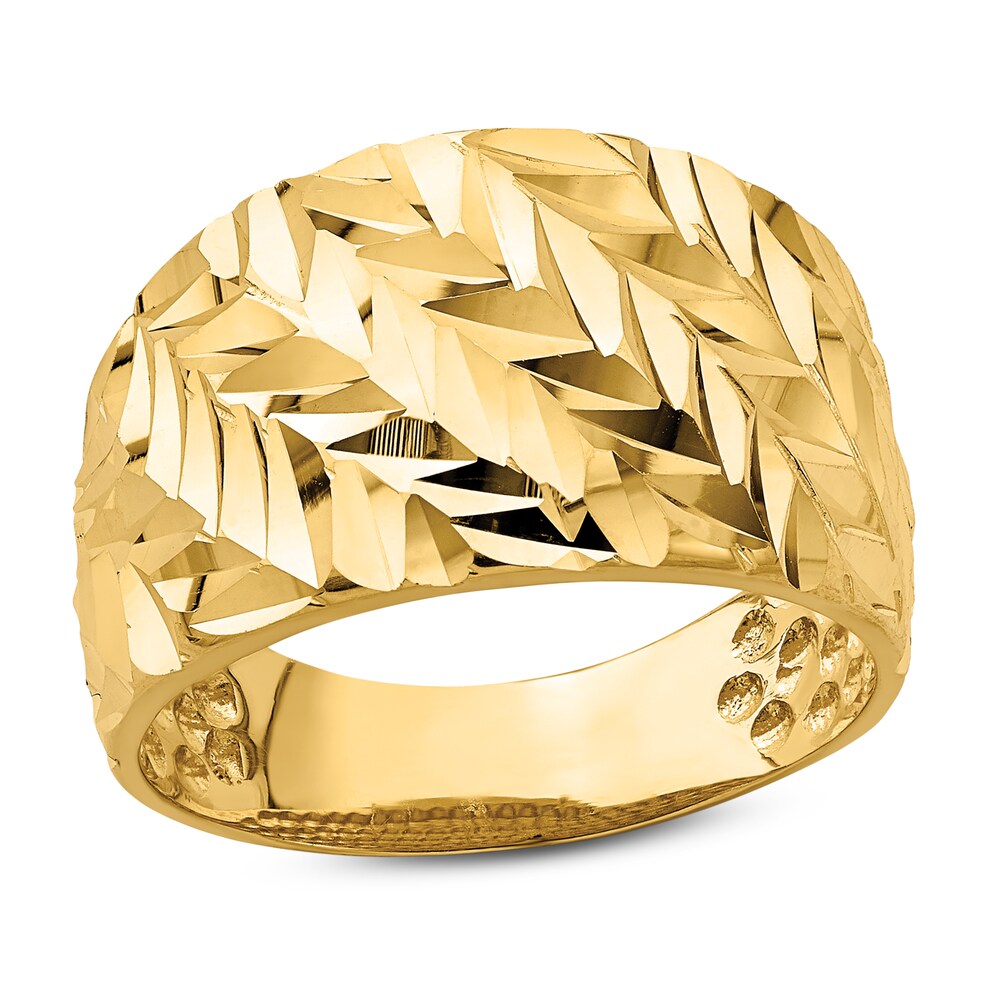 Diamond-Cut Arrow Dome Ring 14K Yellow Gold QKEN3n7h Diamond-Cut Arrow Dome Ring 14K Yellow Gold QKEN3n7h