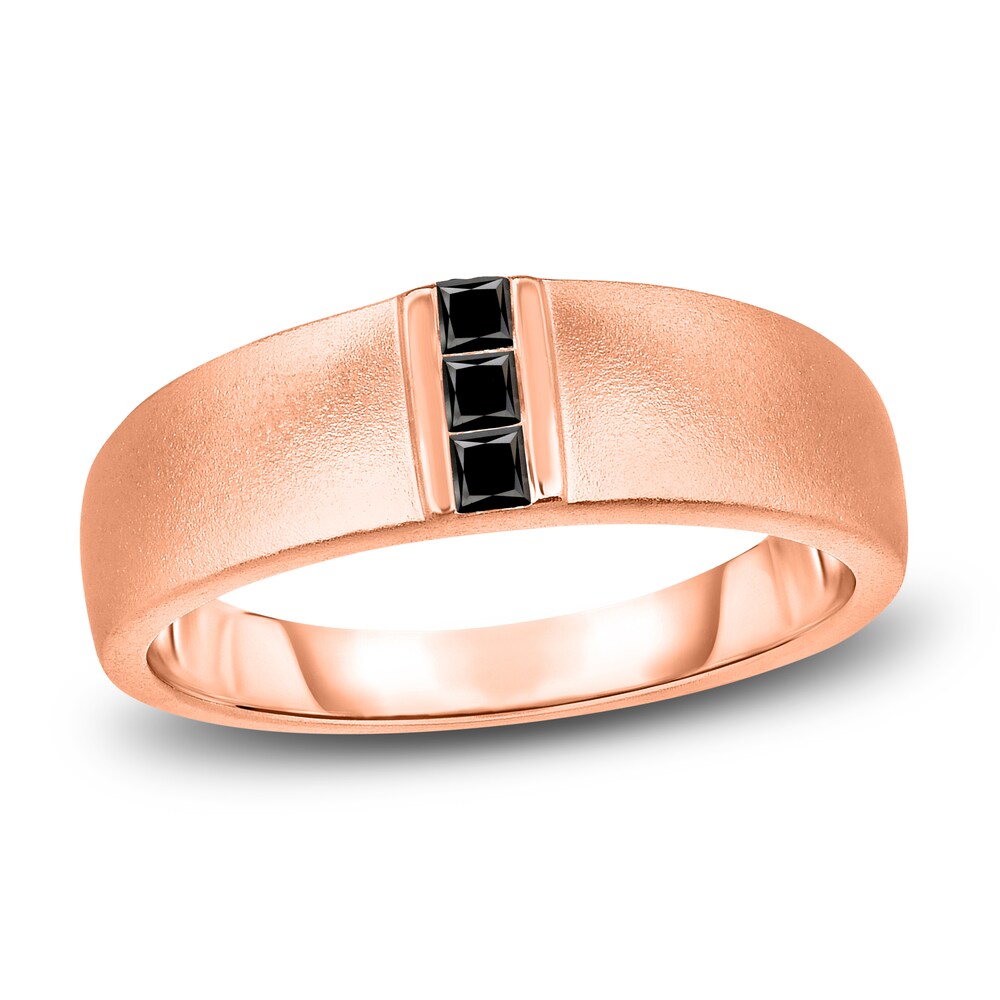 Men's Black Diamond Anniversary Ring 1/4 ct tw Princess 14K Rose Gold QQ3oDaV3 Men's Black Diamond Anniversary Ring 1/4 ct tw Princess 14K Rose Gold QQ3oDaV3