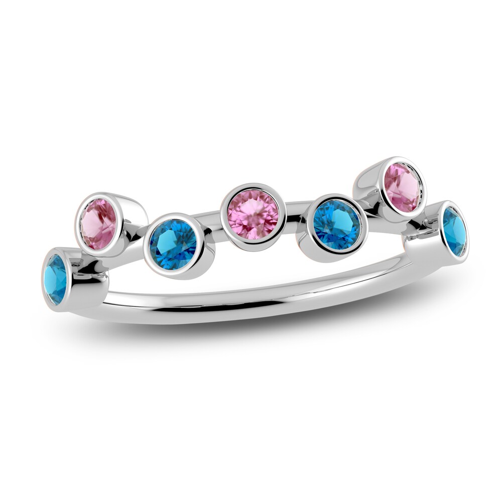 Juliette Maison Natural Pink Tourmaline & Natural Blue Zircon Ring 10K White Gold QTDKejHU Juliette Maison Natural Pink Tourmaline & Natural Blue Zircon Ring 10K White Gold QTDKejHU