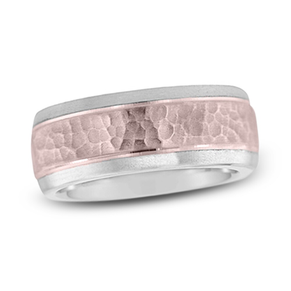 Hammered Wedding Band 14K Two-Tone Gold 8mm QY32pJM3 Hammered Wedding Band 14K Two-Tone Gold 8mm QY32pJM3