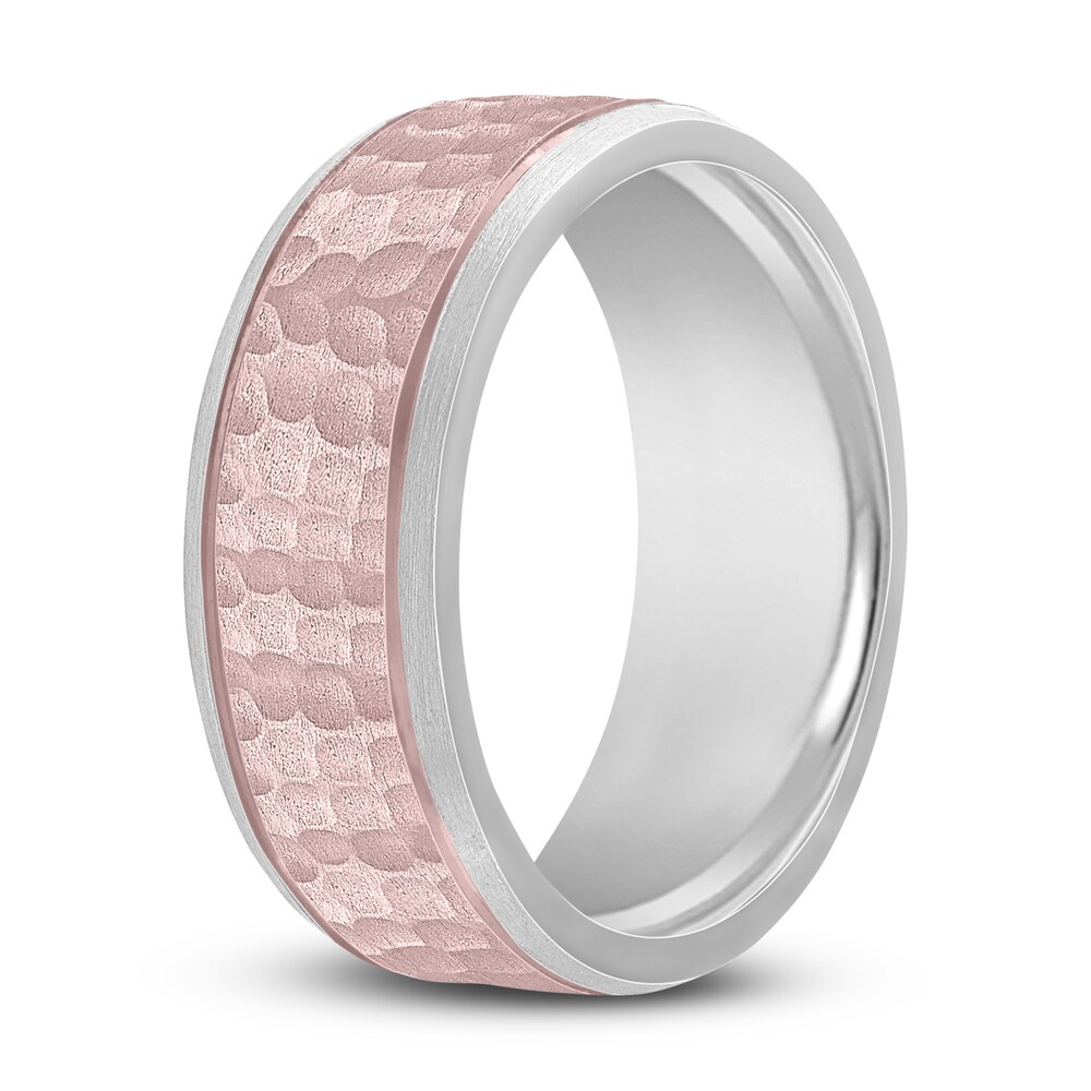 Hammered Wedding Band 14K Two-Tone Gold 8mm QY32pJM3 Hammered Wedding Band 14K Two-Tone Gold 8mm QY32pJM3