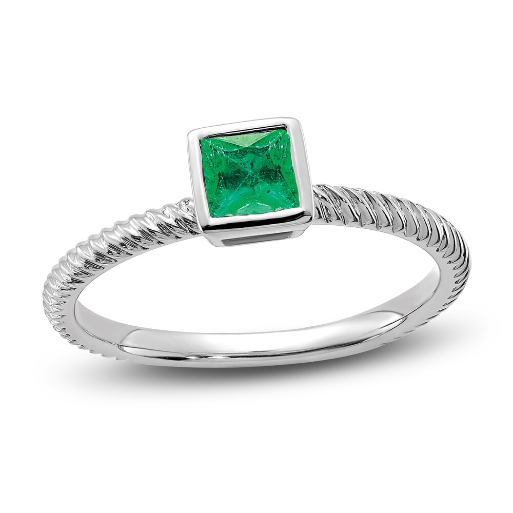 Natural Emerald Bezel Ring 14K White Gold Qf86iiXk Natural Emerald Bezel Ring 14K White Gold Qf86iiXk