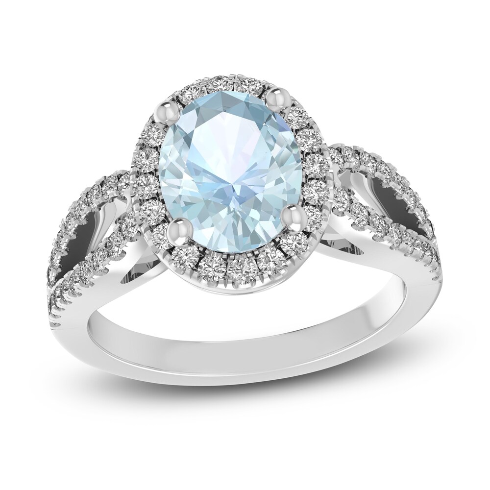 Natural Aquamarine & Natural White Topaz Oval Ring 10K White Gold Qlt7fqEN Natural Aquamarine & Natural White Topaz Oval Ring 10K White Gold Qlt7fqEN